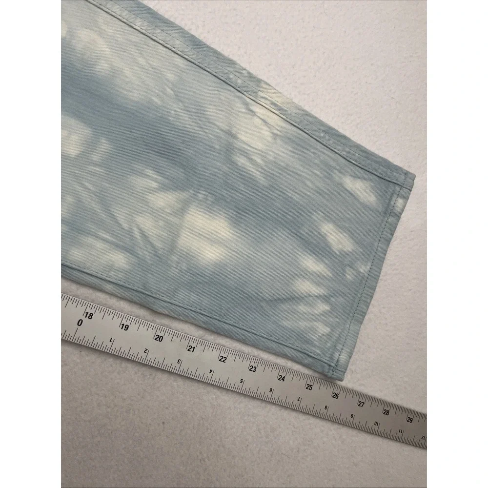 7 For All Mankind High Waisted Cropped Straight Jeans Tie Dye Blue 29 7U305495